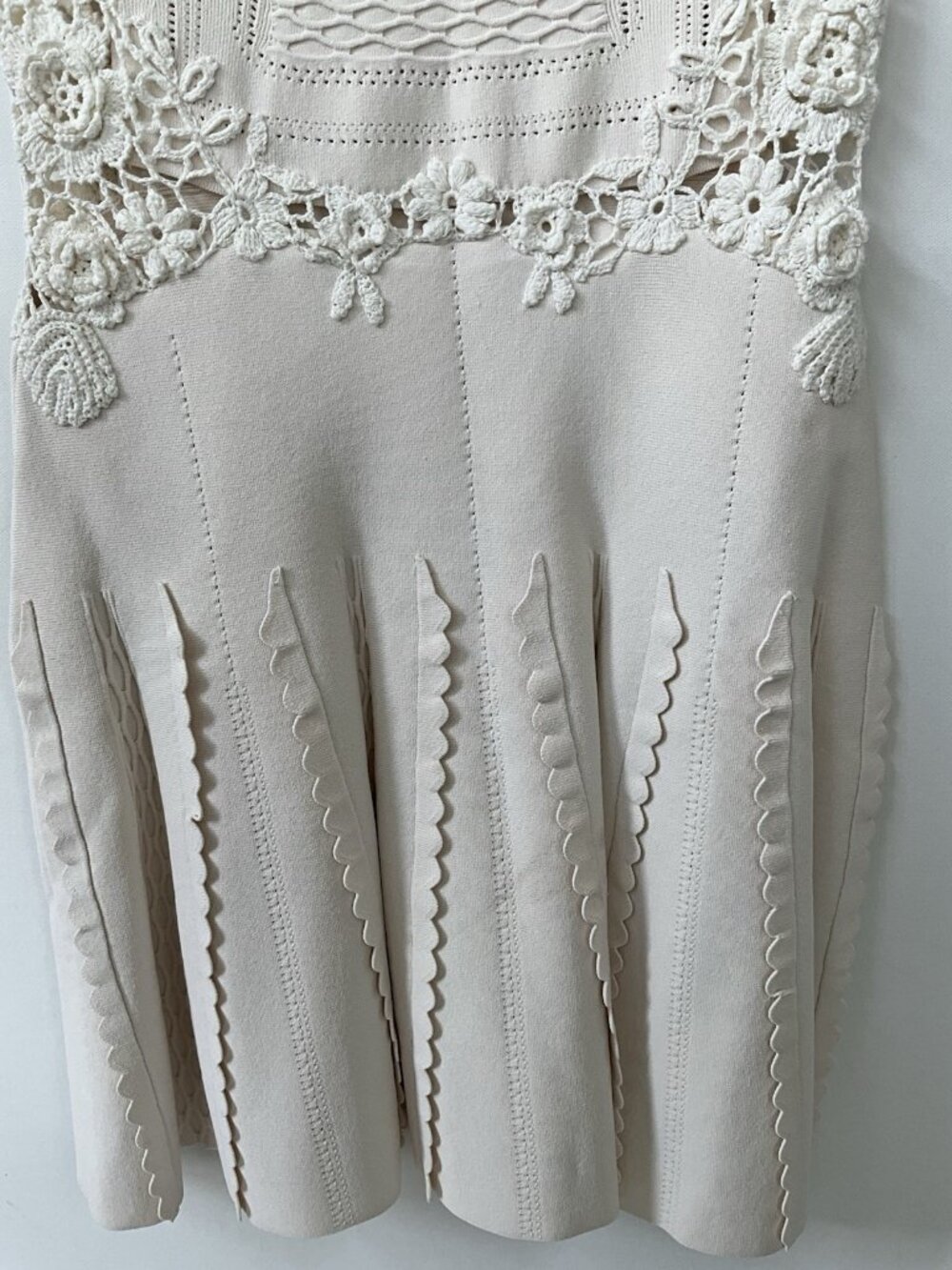 Ulla Johnson Henrietta Dress Pristine Cream Crochet Knit Fit Flare Mini S NWT - Picture 6 of 8